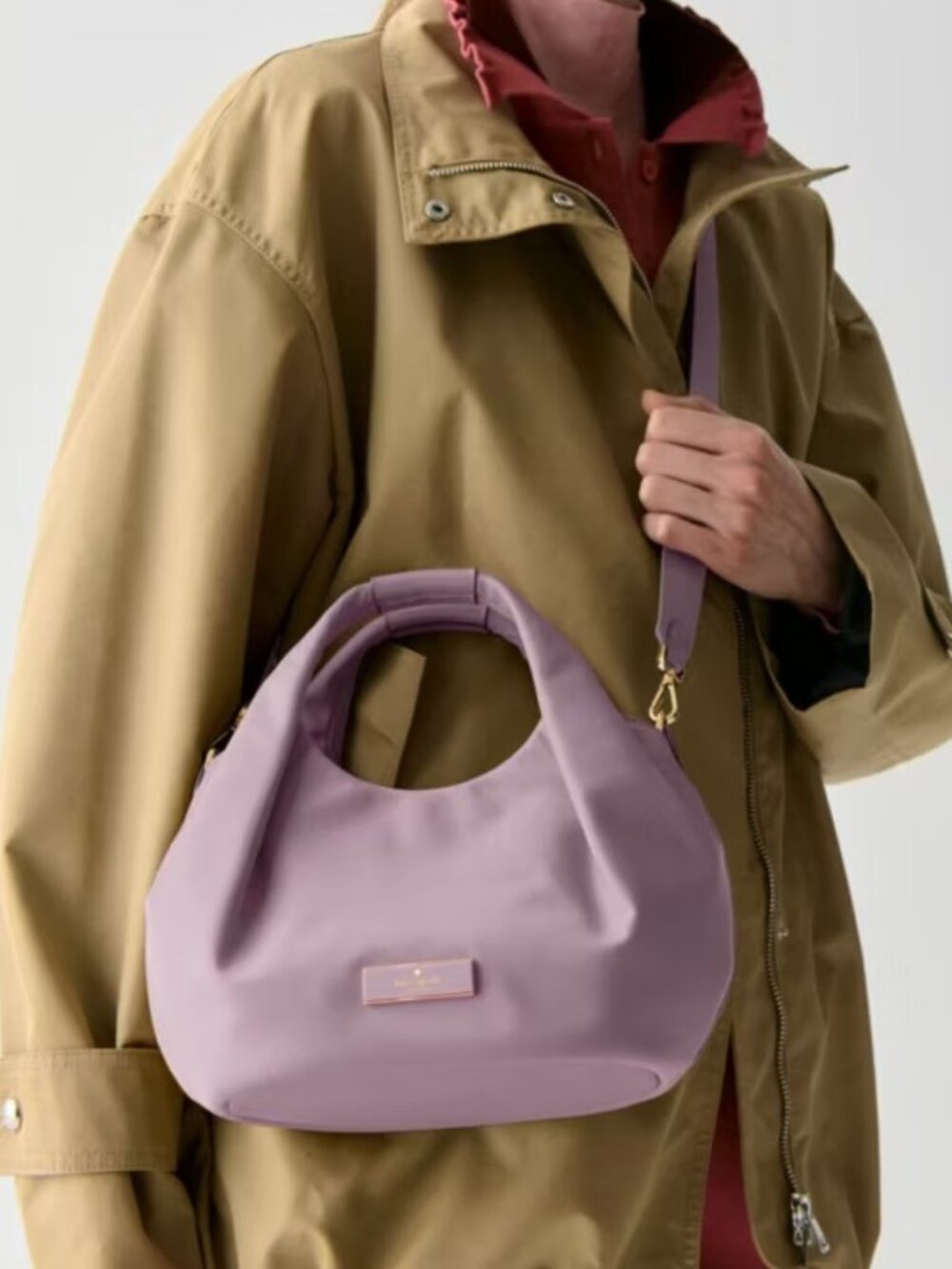 Kate Spade Carter Nylon Small Pleated Crossbody Lavender Brand New